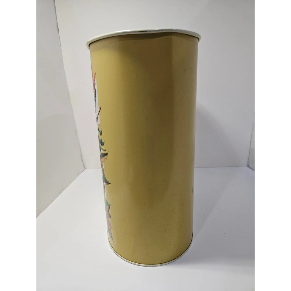 Chenco Waste Basket Yellow Autumn‎ Leaves Acorn Metal Trash Can Vintage Made USA